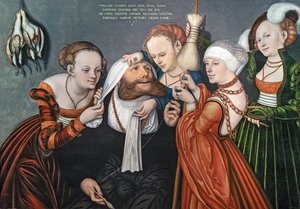 Saksa: Herkules bei Omphale Herkules Omphalen hovissa tekijältä Lucas Cranach the Elder