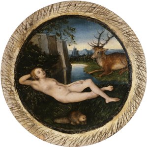 Saksa: Lepäävä kevätnymfi Makaa nymfi tekijältä Lucas Cranach the Elder