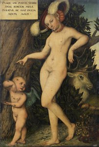Saksa: Venus mit Amor als Honigdieb Venus ja Amor varastavat hunajaa Venus ja Amor varastavat hunajaa tekijältä Lucas Cranach the Elder