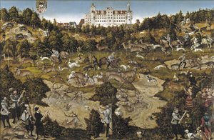 Metsästys keisari Kaarle V:n kunniaksi Torgaun linnassa tekijältä Lucas Cranach the Elder