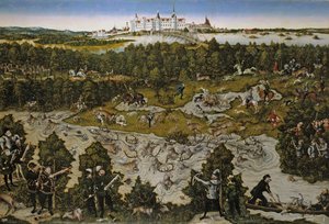 Metsästys keisari Ferdinand I:n kunniaksi Torgaun linnassa tekijältä Lucas Cranach the Elder