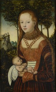 Nuori äiti lapsen kanssa (ns. "Pyhän Johannes Krysostomoksen katumus") / Pyhän Krysostomoksen raiskaama prinsessa tekijältä Lucas Cranach the Elder