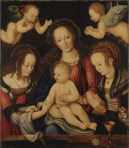 Marienaltarretabel, ns. ruhtinasalttari (keskuspaneeli). Noin 1510 tekijältä Lucas Cranach the Elder