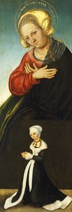 Pyhä Anna ja Saksin herttuatar Barbara lahjoittajana, n. 1514 tekijältä Lucas Cranach the Elder
