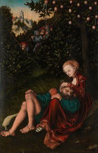 Simson ja Delilah, n. 1528-30. tekijältä Lucas Cranach the Elder