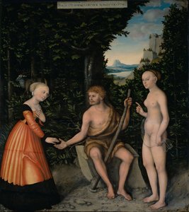 Herakleksen valinta Herkuleen työstä tekijältä Lucas Cranach the Elder