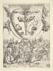 Neitsyt, Pyhä Johannes, Saint Lawrence ja Saint Roch pyhän sydämen käsivarsilla tekijältä Lucas Cranach the Elder