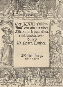 Otsikko-reuna Salomen ja Pyhän Johannes Kastajan tarinalla. tekijältä Lucas Cranach the Elder
