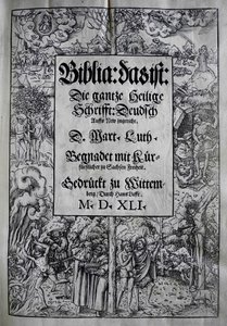 Martin Lutherin kansikuva Biblia, 1541.