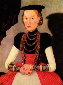 Saksa: Weibliches Bildnis / Bildnis einer Frau (eine geborene Hoffmann aus Leipzig) Naisen muotokuva / Portrait of a Woman (a Hoffmann by birth from Leipzig) tekijältä Lucas Cranach the Younger