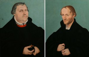 Martin Lutherin muotokuva amp; Philippe Melanchthonin muotokuva. tekijältä Lucas Cranach the Younger