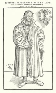 Philipp Melanchthon, saksalainen protestanttinen uudistaja (kaiverrus). tekijältä Lucas The Younger (after) Cranach