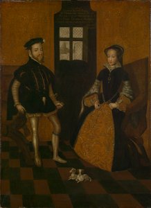 Englannin Maria I ja Espanjan Filip II (öljy kankaalle) tekijältä Lucas de (after) Heere