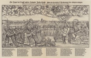Frederick III, Saksin vaaliruhtinas ja Martti Luther todistamassa Kristuksen kastetta (kaiverrus;)