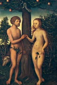Lucas Cranach Vanhin (1472-1553) Adam ja Eeva tekijältä Lucas the Elder Cranach