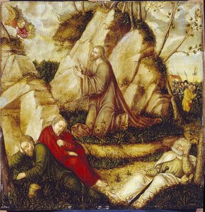Agony in the Garden of Olives (The Agony in the Garden). Lucas Cranachin, vanhimman, maalaus (1472-1553), öljy puulle. saksalainen taide tekijältä Lucas the Elder Cranach
