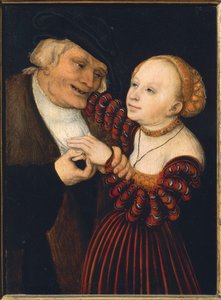Itävalta, Wien, Vanha mies ja nuori nainen, n. 1530 (öljy kankaalle) tekijältä Lucas the Elder Cranach