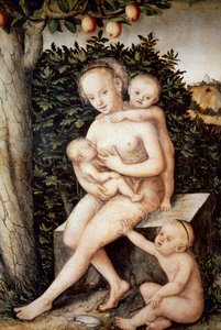 Charite. Lucas Cranach vanhemman (1472-1553) maalaus. Öljy puulle, noin 1537, renessanssi. Antwerpenin kuninkaallinen taidemuseo (Belgia). tekijältä Lucas the Elder Cranach