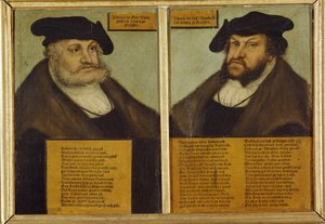 Saksin Fredrik III:n kaksoismuotokuva. tekijältä Lucas the Elder Cranach