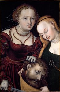 Judith palvelijan kanssa ja Lucas Cranach vanhemman (1472-1553) Holoferne-maalauksen päällikkö 1530 su. 77x52,5 cm Wien, Kunsthistorisches Museum - Judith Holofernesin pään ja palvelijan kanssa. Öljy puulle 77 x 52,5 cm tekijältä Lucas the Elder Cranach