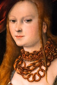 Judith ja Holoferneksen pää, n. 1530 (tempera ja öljy puulle (basswood)) tekijältä Lucas the Elder Cranach