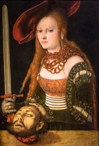 Judith ja Holoferneksen pää, n. 1530 (tempera ja öljy puulle (basswood)) tekijältä Lucas the Elder Cranach