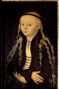 Martti Lutherin tyttären Magdalena Lutherin (1529-1542) muotokuva Lucas Cranach Vanhan (tai vanhemman) maalaus