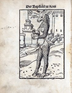 Cranach, Lucas, vanhempi (1472-1553), Bapstesel zu Rom (Paavin Asse tai Rooman paavi Asse). Puupiirros tekijältä Lucas the Elder Cranach