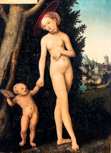 Venus ja Amor varastamassa hunajaa, yksityiskohta tekijältä Lucas the Elder Cranach