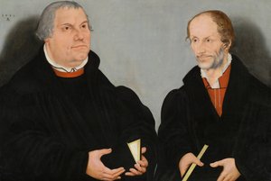 Martin Luther (1483-1546) ja Philipp Melanchthon (1497-1560) tekijältä Lucas the Younger Cranach