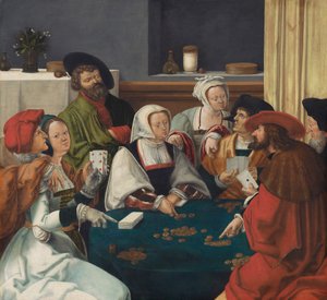 The Card Players, luultavasti n. 1550-1599 (öljy kankaalle) tekijältä Lucas van (after) Leyden