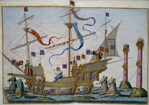 Hautajaiskulkue Brysselissä keisari Kaarle V:n kuoleman yhteydessä. Arkki 5 par Doetecum, Lucas, van (n. 1530-n. 1584) tekijältä Lucas van Doetechum