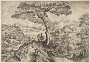 Soldiers at Rest Milites Requiescentes from The Large Landscapes, ca. 1555-56 tekijältä Lucas van Doetecum