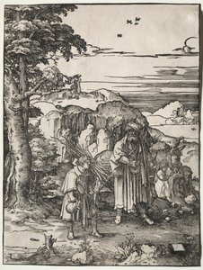 Abraham uhraa Iisakin, 1517-1519. tekijältä Lucas van Leyden
