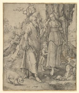 Abraham lähettää pois Hagarin, 1516. tekijältä Lucas van Leyden