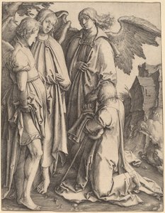 Abraham ja kolme enkeliä tekijältä Lucas van Leyden