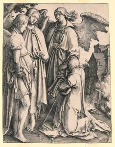 Abraham ja kolme enkeliä tekijältä Lucas van Leyden