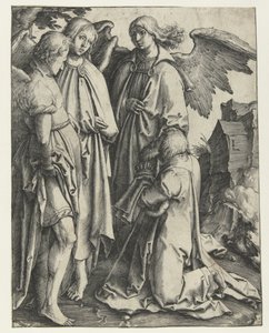 Abraham ja kolme enkeliä tekijältä Lucas van Leyden