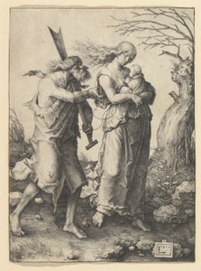 Aadam ja Eeva karkotuksen jälkeen, 1510. tekijältä Lucas van Leyden