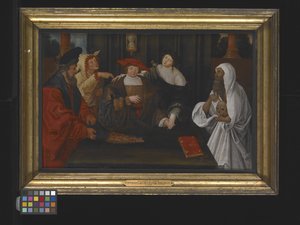 Allegoria nuorten ylistämisestä maineen ja hulluuden välillä (öljy puulle) tekijältä Lucas van Leyden