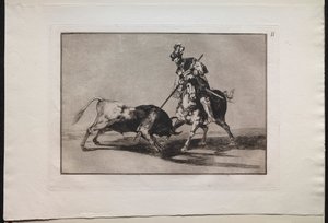 Härkätaistelut: El Cid Campeador Spearing toista härkää tekijältä Lucas van Leyden