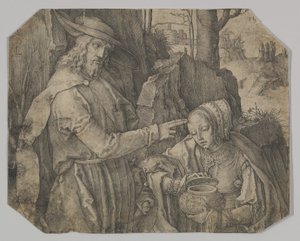 Kristus ilmestyy Pyhälle Maria Magdaleenalle puutarhurina, 1519. tekijältä Lucas van Leyden