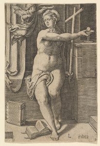Faith Fides, sarjasta Seitsemän hyvettä, 1530. tekijältä Lucas van Leyden