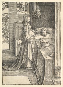 Iisebel lupaa Nabotin viinitarhat kuningas Ahabille, n. 1517. tekijältä Lucas van Leyden