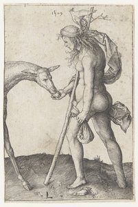 Nuori nainen hirven kanssa tekijältä Lucas van Leyden
