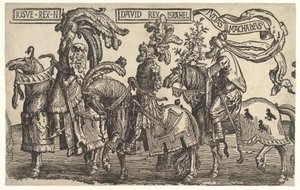 Joshua, David ja Judas Maccabee, The Nine Heroes, noin. 1520. tekijältä Lucas van Leyden