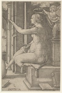 Oikeus, sarjasta Hyveet, 1530. tekijältä Lucas van Leyden