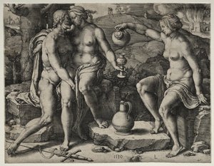 Loot ja hänen tyttärensä tekijältä Lucas van Leyden