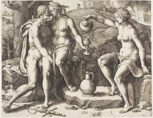 Loot ja hänen tyttärensä tekijältä Lucas van Leyden