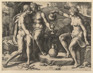 Loot ja hänen tyttärensä tekijältä Lucas van Leyden